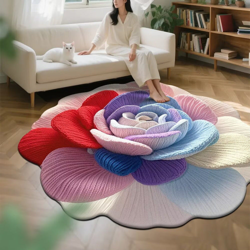 3d floral crystal velvet rug - absorbent mat for living room, bedroom, bedside, sofa, and coffee table