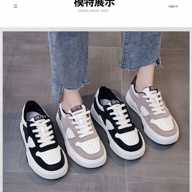 Board shoes women spring and autumn flat platform 2024 summer Internet celebrities ins tide Hong Kong style versatile leisure sports white shoes