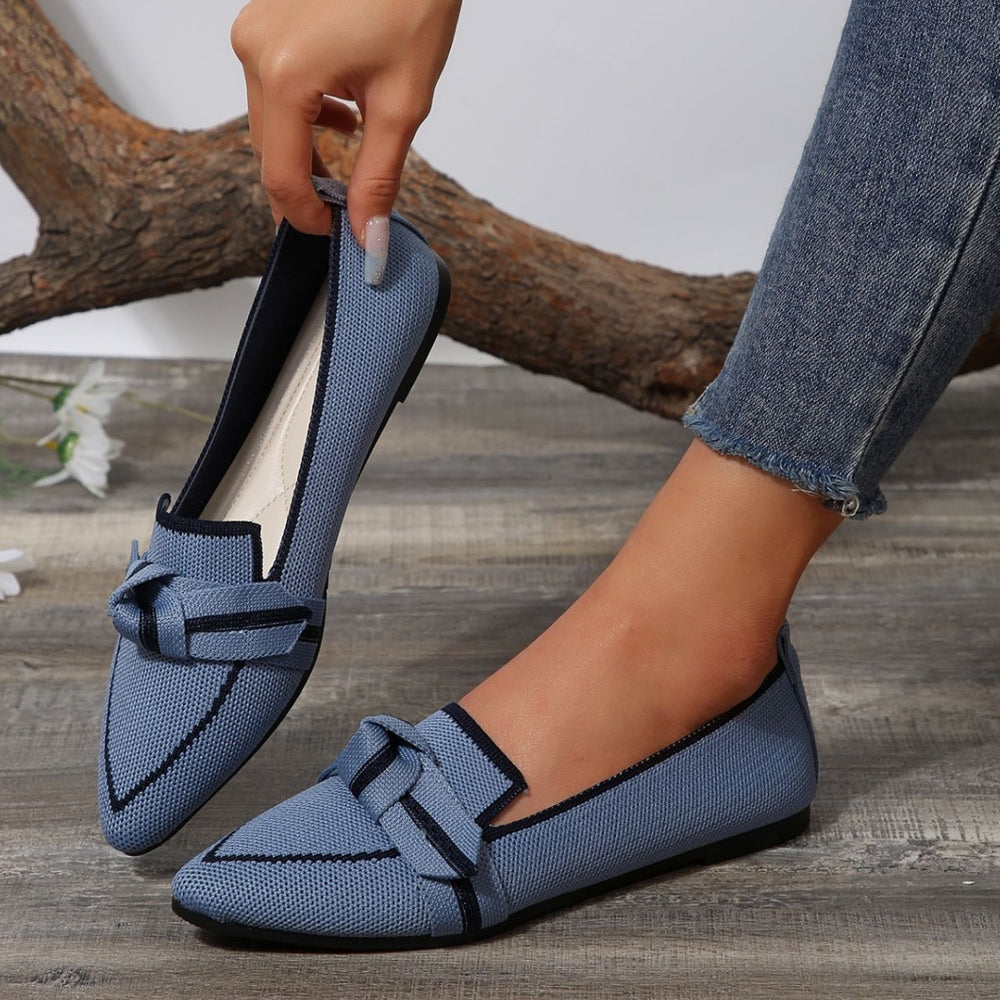 New  spring pointed-toe flat shoes - plus size fashion flyknit slip-on casual women's shoes for cross-border e-commerce