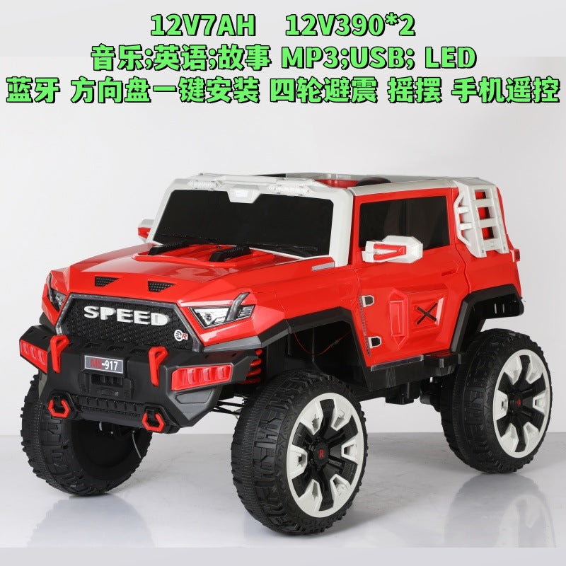 New children's electric car off-road four-wheel seating double seat children's pickup remote control toy car off-road vehicle