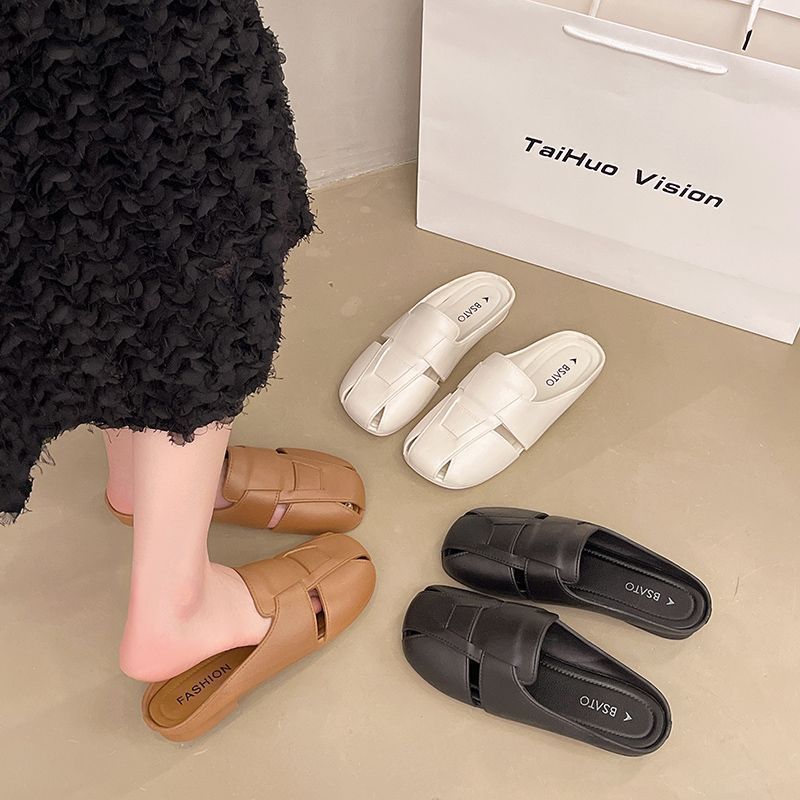 Flat-toe slippers, one-leg k-stylefashionnew arrival non-slip women's summer soft bottom muleoutwear lazy sandals