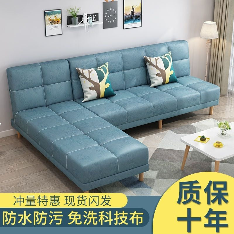 Modern chaise l-shaped sofa bed for small apartments - ready to ship, convertible two-in-one, double folding bed