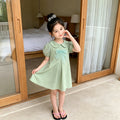 Girls' summer dress  new style: sweet bow short-sleeve summer dress for young children, stylish casual princess dress