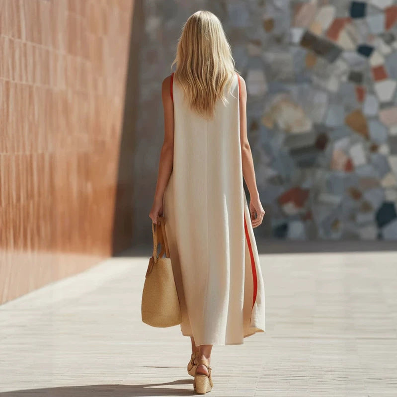 Ready-to-ship  & independent store  spring/summer new arrivals: sleeveless cotton-linen blend dresses for cross-border e-commerce