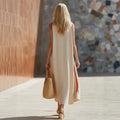 Ready-to-ship  & independent store  spring/summer new arrivals: sleeveless cotton-linen blend dresses for cross-border e-commerce