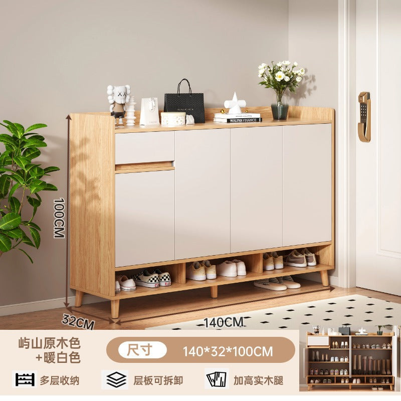 Solid wood shoe cabinet, indoor entrance to the home entrance, simple wall locker, shoe rack, log wind