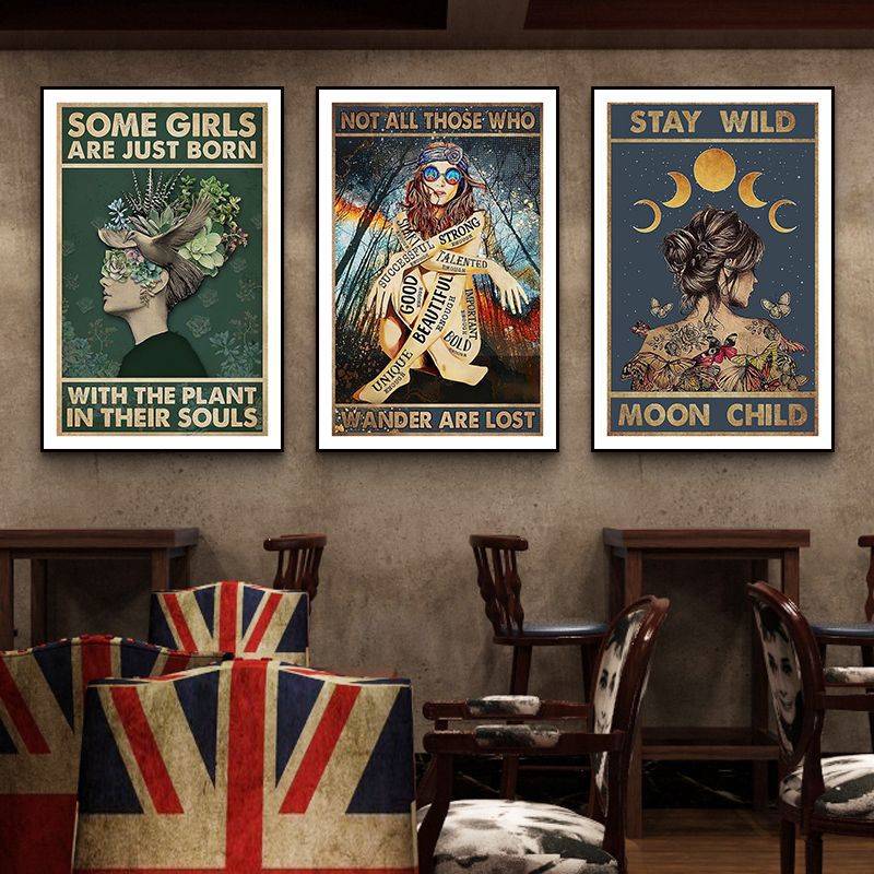 Bar decoration painting retro music dining bar restaurant KTV box hanging painting cafe clear bar abstract beautiful woman mural