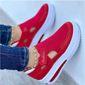 Summerexportplus size fly woven breathable casualflats wedge heel thick solecut out velcro round toe low ankle women's flats