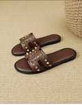 Xiaoxiangfeng rivet slippers for women outwear2025 summer new arrivalflatsfashion beautiful seaside beach sandals flip-flops