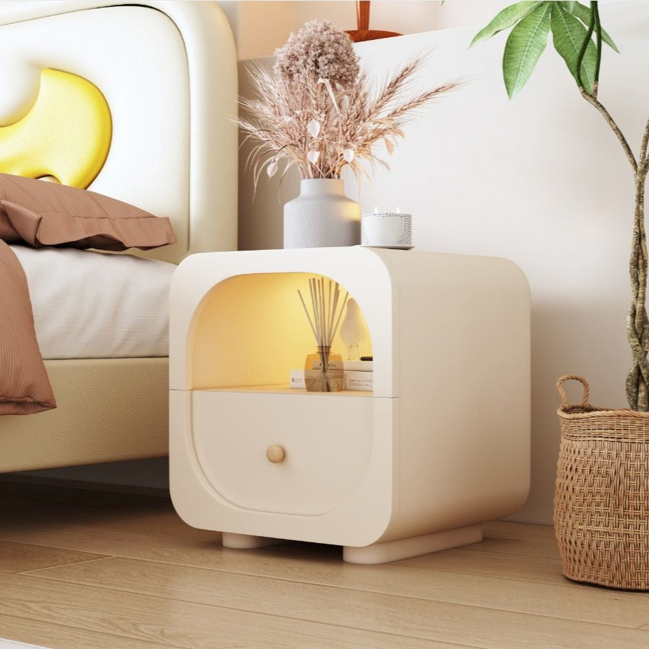 Cream style bedside table frenchaccessible luxury bedroom modern casualpopularins wabi-sabi bedside storage cabinet