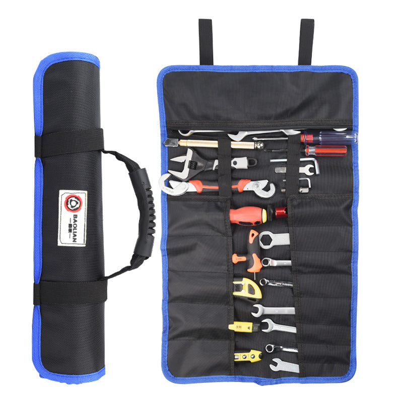 Roller tool bag Toolkit Electrician Small portable fanny pack Wear-resistant storage bag Multifunctional portable installation roll bag
