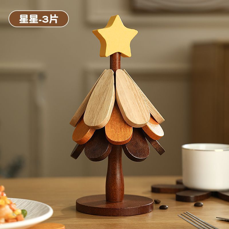 Classy christmas tree insulation mat dining table decoration creative a tree solid wood oven mitts pot holder christmas gift