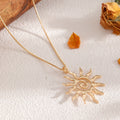 Golden sun necklace wholesale european and american cross-border hollow pendant earrings niche high-end spiral jewelry ring for women