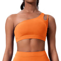 European and american outdoor running fitness backless sports bra single shoulder pilates yoga bra elastic sports underwear for women