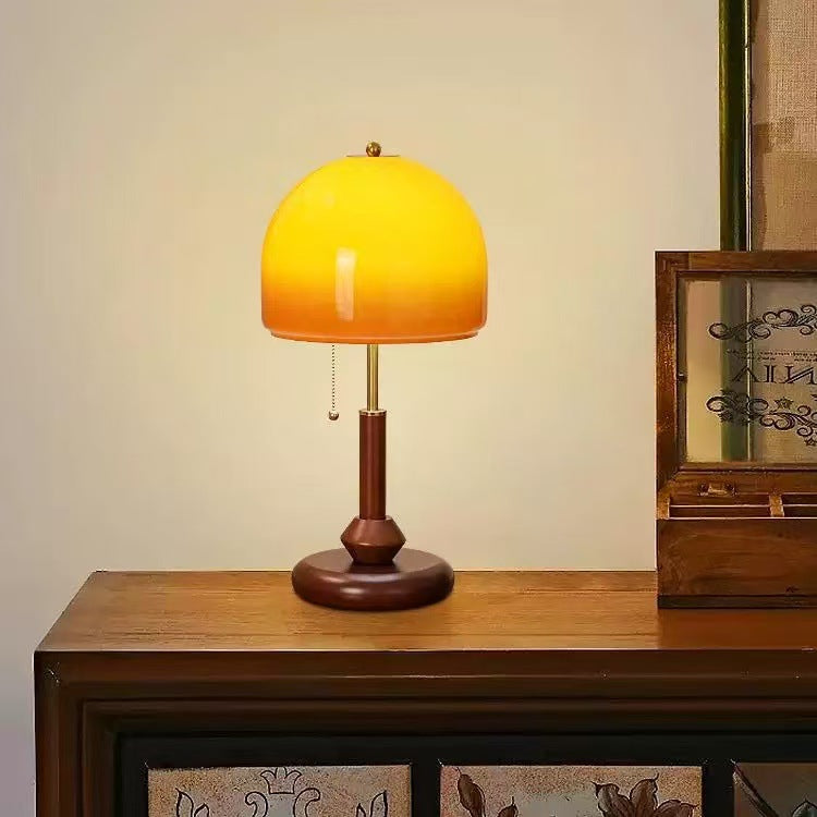 Used table lamp retro bedside lamp walnut color glass decoration warm bedroom classy creative gift table lamp