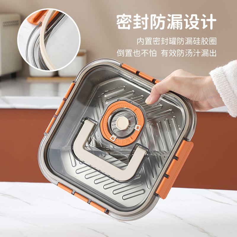 Cross-border  popular square stainless steel crisper 304 stainless steel sealed box refrigerator storage box wholesale
