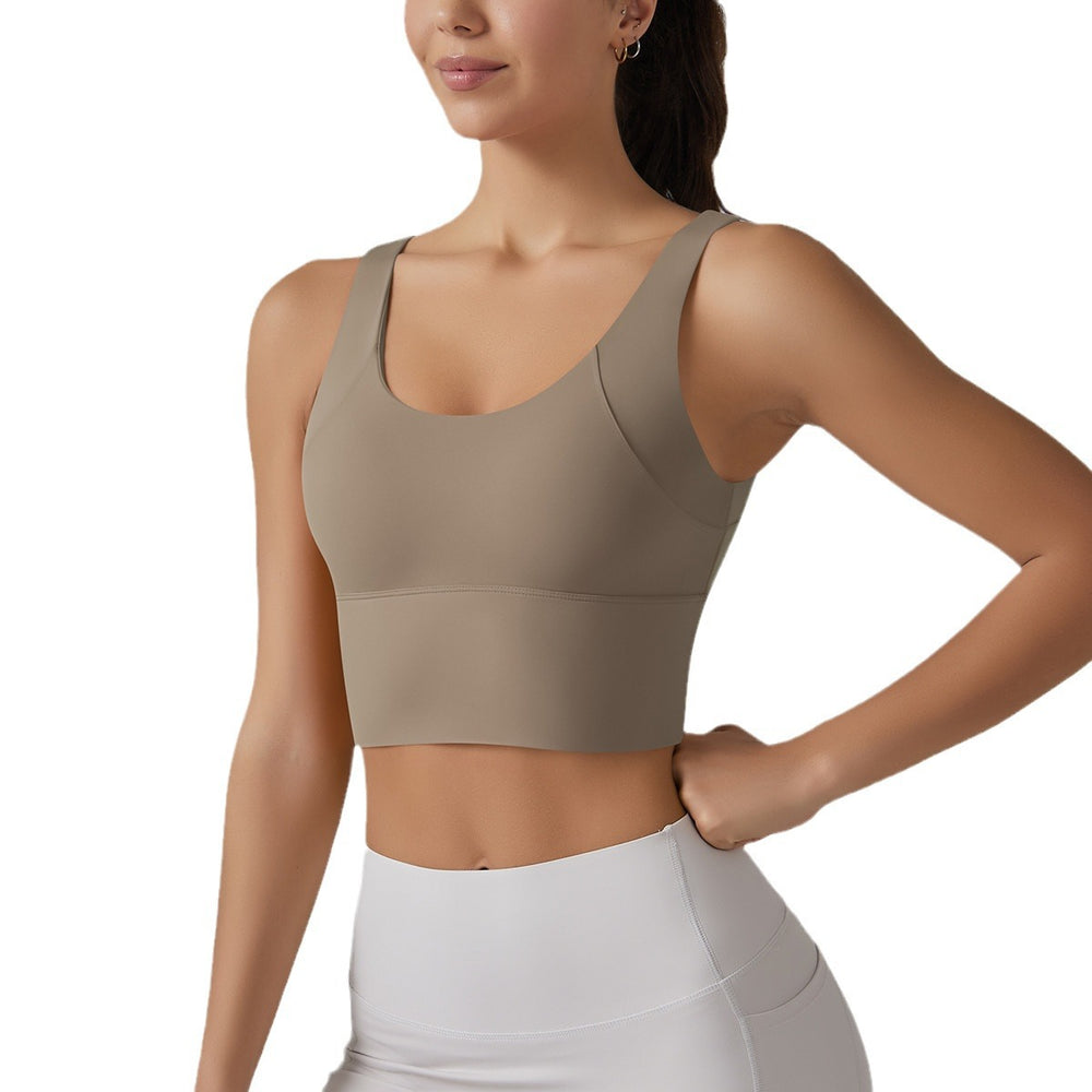 New arrivalnude yoga sports brasexy deep v beautiful back fixed all-in-one cup sports intimates fitness vest women