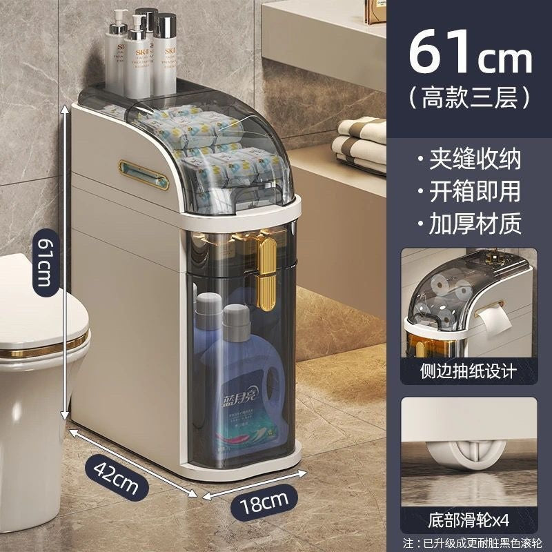 Bathroom slit storage cabinet drawer type toilet narrow slit storage cabinet plastic bathroom slit cabinet ultra-narrow narrow side cabinet