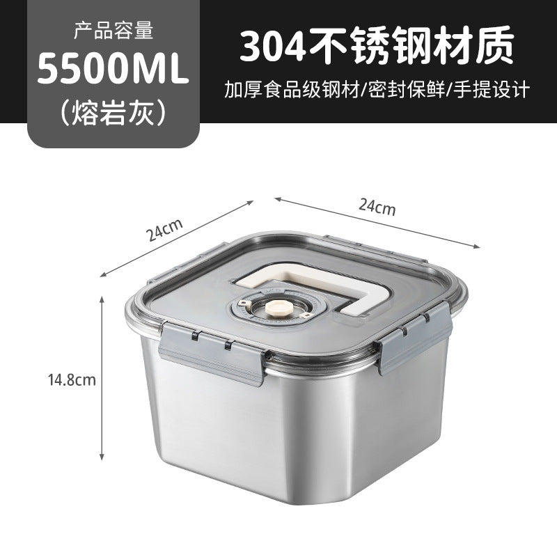 Cross-border  popular square stainless steel crisper 304 stainless steel sealed box refrigerator storage box wholesale