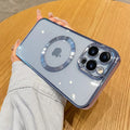 Electroplated magnetic iphone 17 pro max case with clear lens protector, full coverage drop-proof case for iphone 12/11
