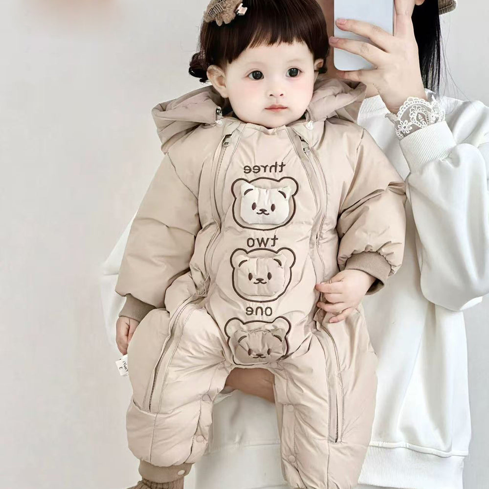 Autumn winter baby fleece-lined hoodie hooded hoodie baby onesie k-style winter clothing heattech clothes outing hoodie