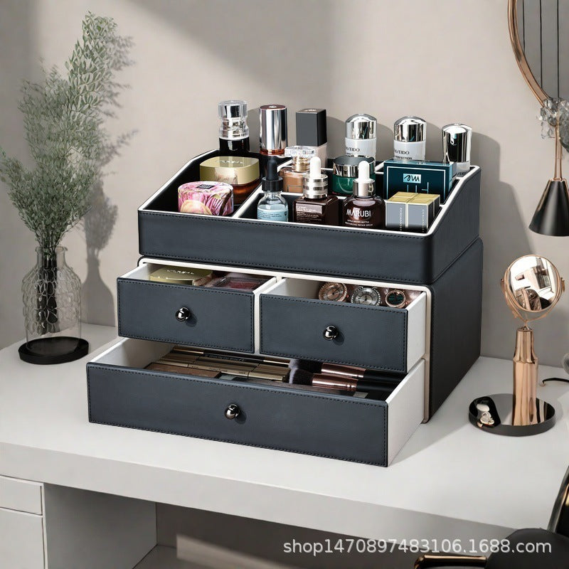 Cosmetics storage box, desktop dust-proof household large-capacity dresser, skin care product rack, light luxury