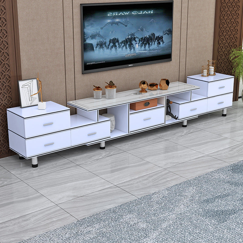 Tempered glass extendable tv stand & coffee table set - minimalist modern european style for small apartments - home living room tv cabinet