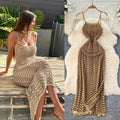 Sexy hot girl knitting sleeveless suspender dress female summer k-stylecut outslimming lookbacklessknitting long skirt