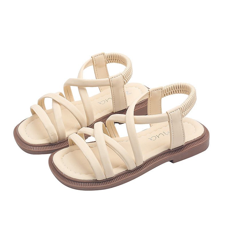 Customized children's sandals summer korean style girls' crossover strap princess shoes fashionable mid-to-large children's performance dance sandals