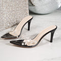 European and american plus-size heeled slippers for women, 2026 summer new arrivals: stiletto heel, fashionable and versatile, pearl-embellished single strap high heels