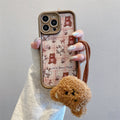 Autumn and winter high bamboo suitable for iphone18pro plaid bear mobile phone case apple 17/15 bear lanyard protective cover