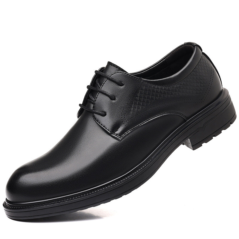 Men's leather dress shoes - business formal, groomsmen, black, versatile, casual, wedding, suit, british style, groom, work shoes