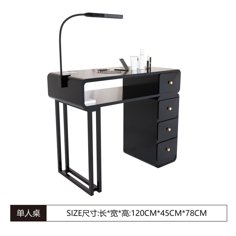 New arrival: extra-wide 45 turbine engraved grade vacuum marble & porcelain surface multifunctional minimalist nail table and chair set