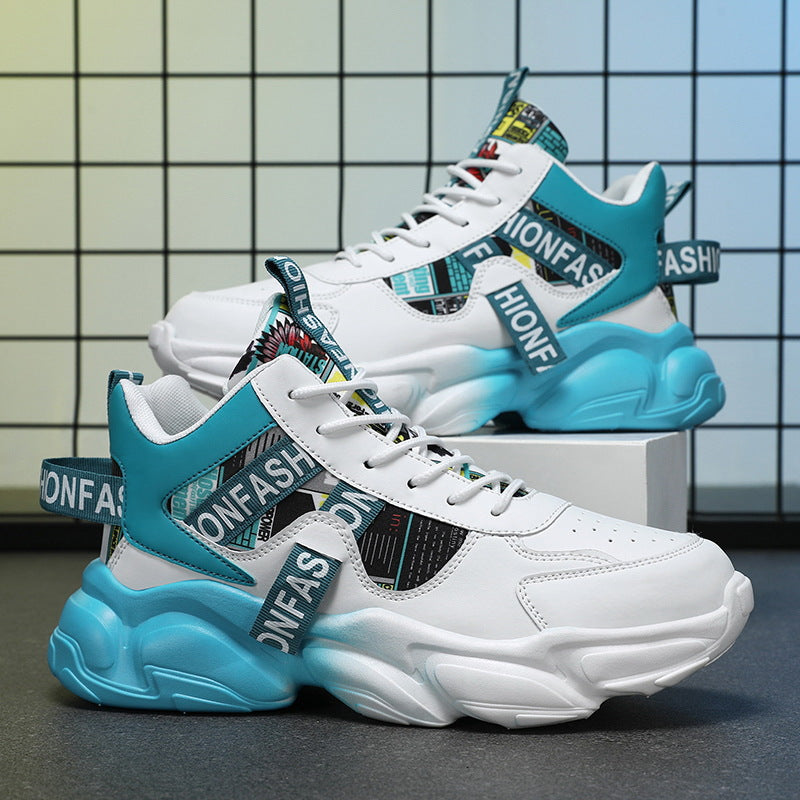 Autum men's shoes new arrival breathable high-top shoes men's trendyeasiest for match hidden heel sneakers casual dad trendy shoes