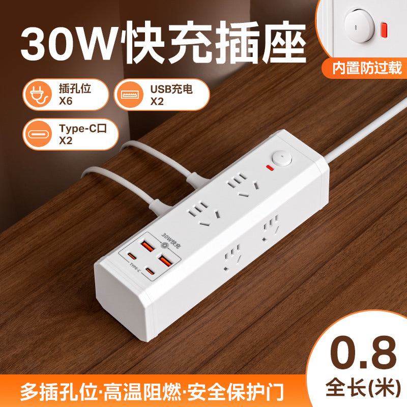 Multi-outlet power strip panel, multi-port converter, desktop power strip, 35w fast charging usb power strip