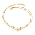 European and american cross-border fashion women's heart-shaped ankle bracelet exquisite layered anklet letter beach jewelry gift