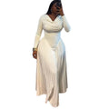 European and american cross-border women's fashion:  summer new arrival - elegant scalloped neck, figure-flattering, slimming a-line long sleeve dress