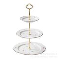European-style floral dessert plate, three-tier fruit stand, modern display for show homes, creative embossed ceramic plate wholesale