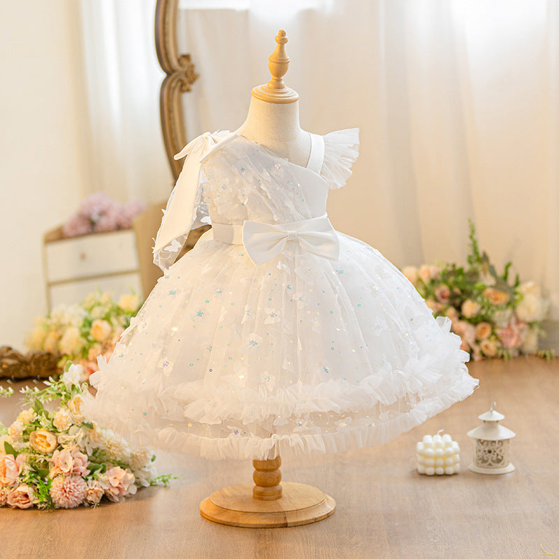 new arrival one-year-old baby girl girl dress bowssense of design shawl princess skirt hostess tutu skirt