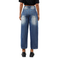 European and american cross-border foreign trade street washed distressed jeans spring & fallstraight-legloosefashion high street vibe nine-point pants