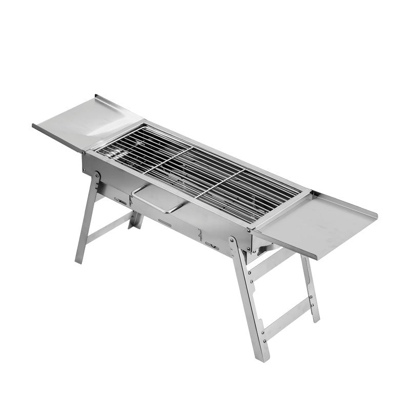 Stainless steel bbq grill 304 thickened bbq grill outdoor portable foldable bbq rack household charcoal grill