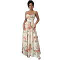 european and american style women's elegant slim-fit printed slip dress with cinched waist