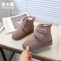 Kidsfleece-linedthickened snow boots autumn winternew arrivalfashion student cotton shoes boys and girls double velcro short boots