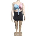 Fashion cross-border women's clothing  denim short skirt summersexy high elasticity asymmetrical high waist hip skirt