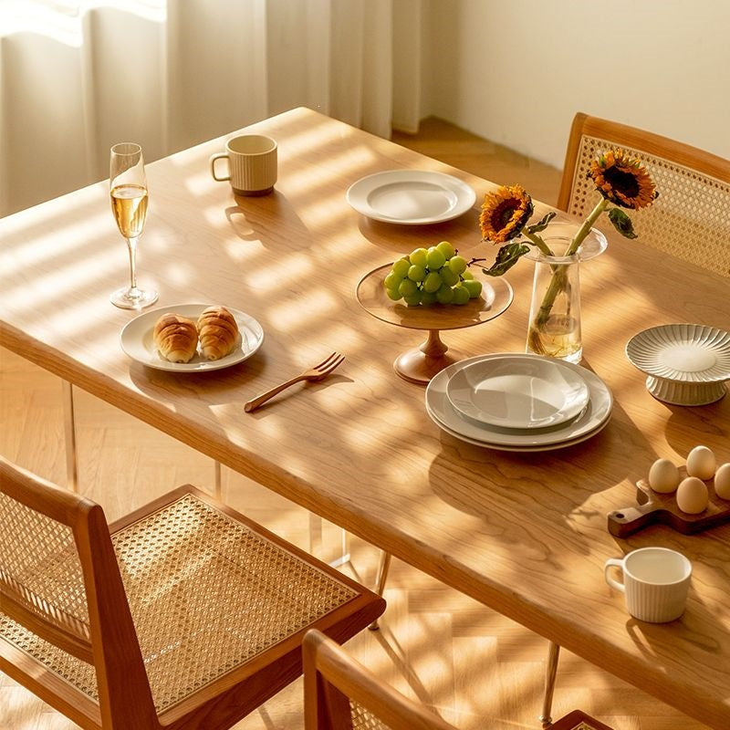 Acrylic floating dining table - modern minimalist rectangular nordic japanese style solid wood large panel table - natural wood workstation