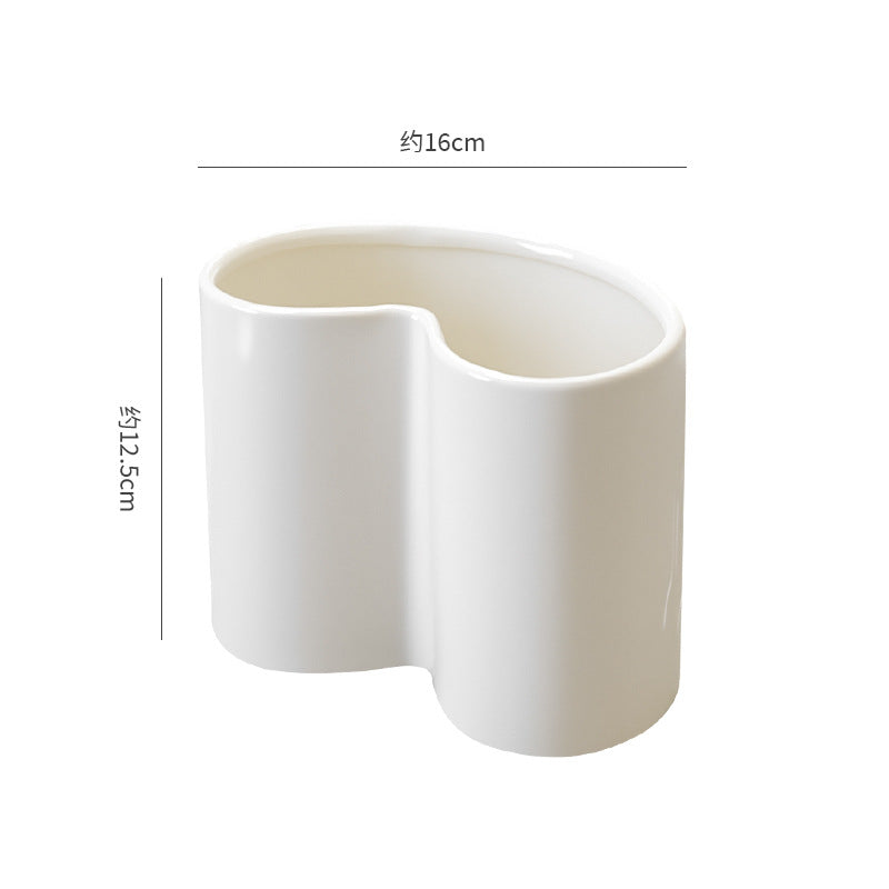 Minimalist pure white pen holder storage ceramic vase kitchen utensil organizer home decor ceramic vase ornament