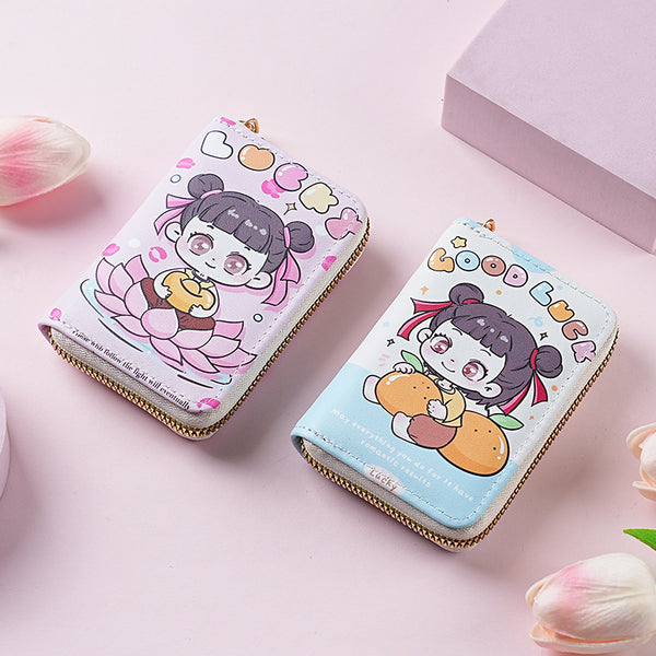 Cute Card Bag Female Small 2025 Nezha Duo Card Position Student ID Storage Bag Zipper Women's Change Bag Card Holder
