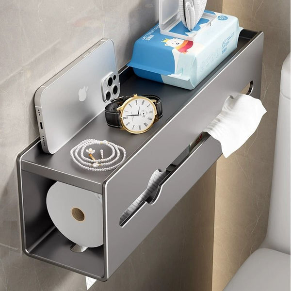 Toilet tissue box Wall-mounted toilet paper rack Bathroom non-punching toilet paper holder Roll paper toilet paper rack