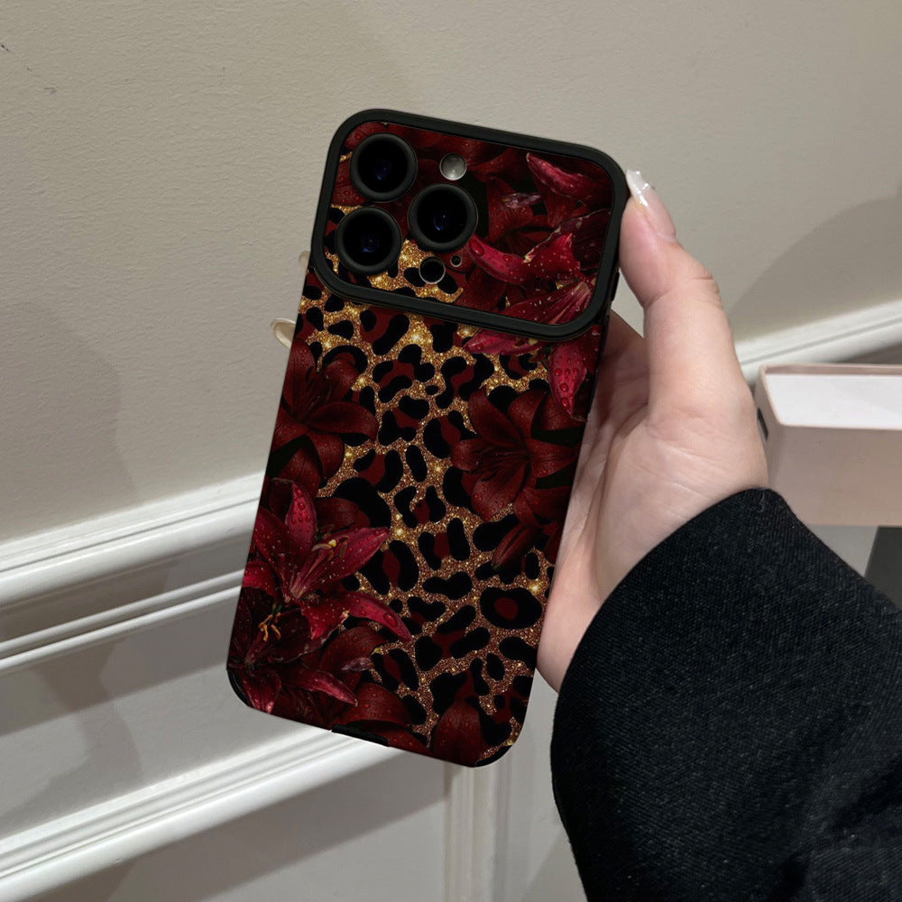 Red flower gold leopard print soft shell suitable for apple 17promax mobile phone case iphone16 whale jellyfish turtle wholesale