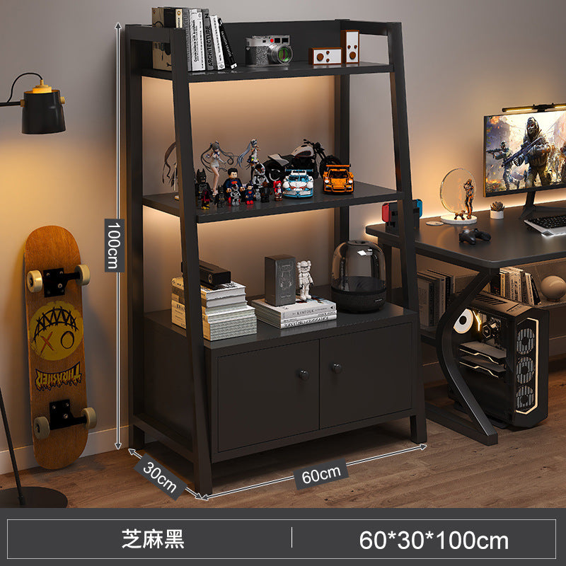 Shelf Floor-to-ceiling storage shelf Multi-layer bookshelf E-sports room Computer table Locker Wrought iron trapezoidal display shelf